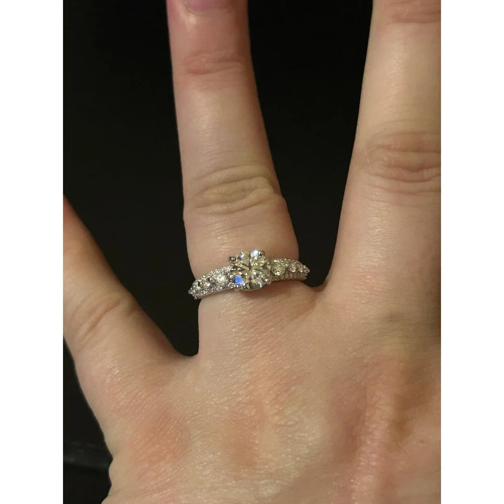 Sterling Silver & Moissanite Ring 0.88 CTW Sz 7
